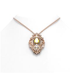 6.05 ctw Canary Citrine & Diamond Necklace 18K Rose Gold