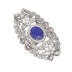 8.82 ctw Sapphire & Diamond Ring 18K White Gold