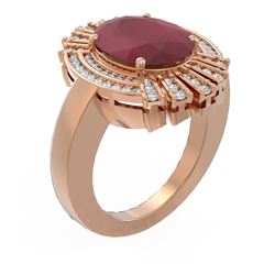 7.72 ctw Ruby & Diamond Ring 18K Rose Gold