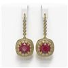Image 1 : 12.9 ctw Certified Ruby & Diamond Victorian Earrings 14K Yellow Gold