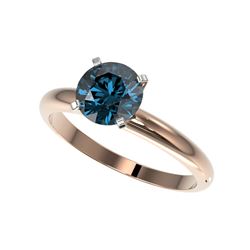 1.50 ctw Certified Intense Blue Diamond Engagement Ring 10K Rose Gold