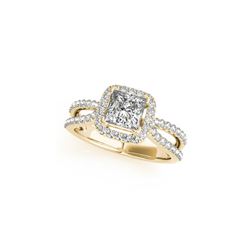 1.5 ctw Certified VS/SI Princess Diamond Halo Ring 18K Yellow Gold