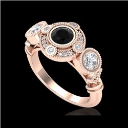 1.51 ctw Fancy Black Diamond Art Deco 3 Stone Ring 18K Rose Gold