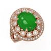 Image 1 : 5.66 ctw Jade & Diamond Victorian Ring 14K Rose Gold