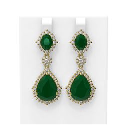 29.36 ctw Emerald & Diamond Earrings 18K Yellow Gold