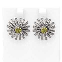3 ctw Fancy Yellow Diamond Earrings 18K White Gold