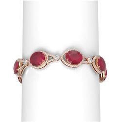 60.25 ctw Ruby & Diamond Bracelet 18K Rose Gold