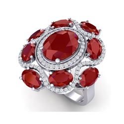 9.86 ctw Designer Ruby & VS Diamond Ring 18K White Gold