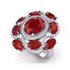 Image 1 : 9.86 ctw Designer Ruby & VS Diamond Ring 18K White Gold