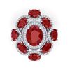 Image 2 : 9.86 ctw Designer Ruby & VS Diamond Ring 18K White Gold