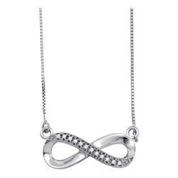 10kt White Gold Round Diamond Infinity Pendant Necklace 1/20 Cttw