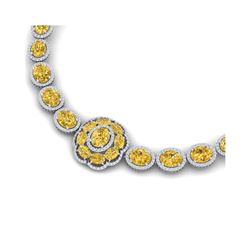 51.37 ctw Canary Citrine & VS Diamond Necklace 18K White Gold