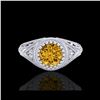 Image 2 : 1.07 ctw Intense Fancy Yellow Diamond Art Deco Ring 18K White Gold