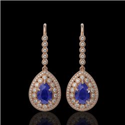 10.15 ctw Sapphire & Diamond Victorian Earrings 14K Rose Gold