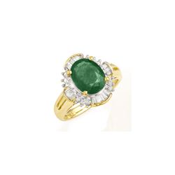 3.08 ctw Emerald & Diamond Ring 14K Yellow Gold