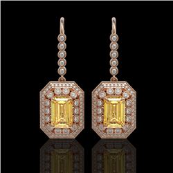 11.44 ctw Canary Citrine & Diamond Victorian Earrings 14K Rose Gold