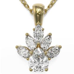 1.5 ctw Pear Cut Diamond Designer Necklace 18K Yellow Gold