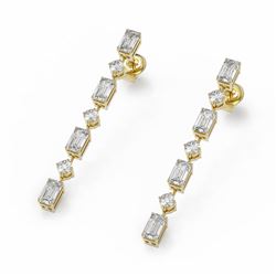 2.88 ctw Emerald Cut Diamond Designer Earrings 18K Yellow Gold