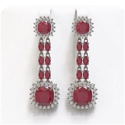 19.88 ctw Ruby & Diamond Earrings 14K White Gold
