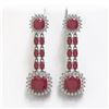 Image 1 : 19.88 ctw Ruby & Diamond Earrings 14K White Gold