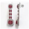 Image 2 : 19.88 ctw Ruby & Diamond Earrings 14K White Gold