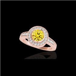2 ctw Certified SI/I Fancy Intense Yellow Diamond Halo Ring 10K Rose Gold