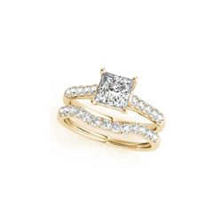 1.21 ctw Certified VS/SI Princess Diamond Wedding Ring 14K Yellow Gold
