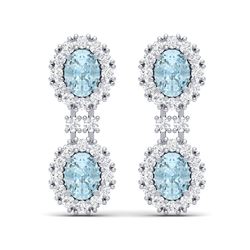 8.8 ctw Sky Topaz & VS Diamond Earrings 18K White Gold