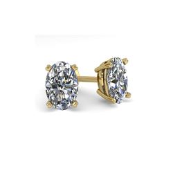 1.02 ctw Oval Cut VS/SI Diamond Stud Designer Earrings 14K Yellow Gold