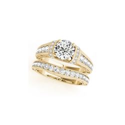 1.61 ctw Certified VS/SI Diamond 2pc Wedding Set Antique 14K Yellow Gold