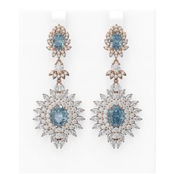 18.73 ctw Aquamarine & Diamond Earrings 18K Rose Gold