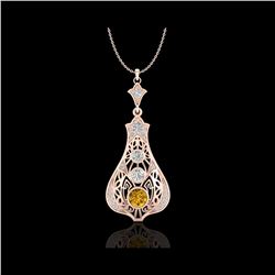 1.75 ctw Intense Fancy Yellow Diamond Art Deco Necklace 18K Rose Gold