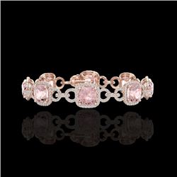 22 ctw Morganite & Micro VS/SI Diamond Bracelet 14K Rose Gold
