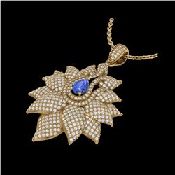 3 ctw Tanzanite & Micro Pave VS/SI Diamond Necklace 18K Yellow Gold