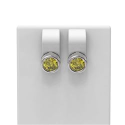 4 ctw Fancy Yellow Diamond Earrings 18K White Gold