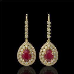 10.15 ctw Certified Ruby & Diamond Victorian Earrings 14K Yellow Gold