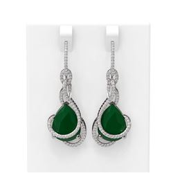 22.9 ctw Emerald & Diamond Earrings 18K White Gold
