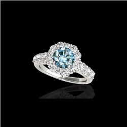 2.25 ctw SI Certified Fancy Blue Diamond Halo Ring 10K White Gold