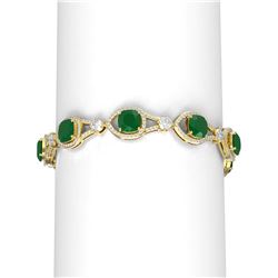 23.95 ctw Emerald & Diamond Bracelet 18K Yellow Gold