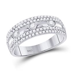 10kt White Gold Round Diamond 3-Stone Anniversary Ring 1/2 Cttw
