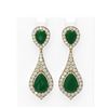 Image 1 : 13.6 ctw Emerald & Diamond Earrings 18K Yellow Gold