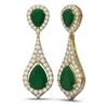 Image 2 : 13.6 ctw Emerald & Diamond Earrings 18K Yellow Gold