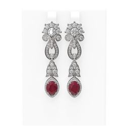 8.66 ctw Ruby & Diamond Earrings 18K White Gold