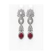 Image 1 : 8.66 ctw Ruby & Diamond Earrings 18K White Gold