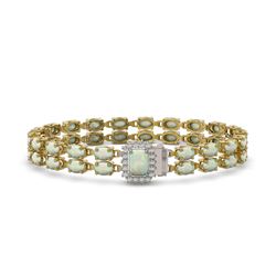 16.06 ctw Opal & Diamond Bracelet 14K Yellow Gold