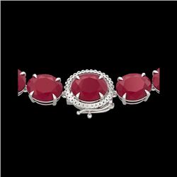170 ctw Ruby & Diamond Micro Eternity Necklace 14K White Gold