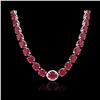 Image 2 : 170 ctw Ruby & Diamond Micro Eternity Necklace 14K White Gold