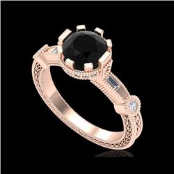 1.71 ctw Fancy Black Diamond Engagement Art Deco Ring 18K Rose Gold