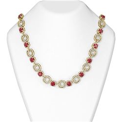 50.57 ctw Ruby & Diamond Necklace 18K Yellow Gold