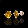 Image 2 : 3.01 ctw Intense Fancy Yellow Diamond Art Deco Earrings 18K Rose Gold